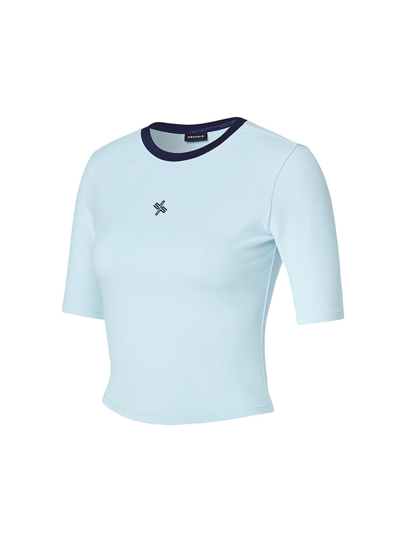 X標誌拼色圓領短版上衣｜共4色｜XFK2TS1103