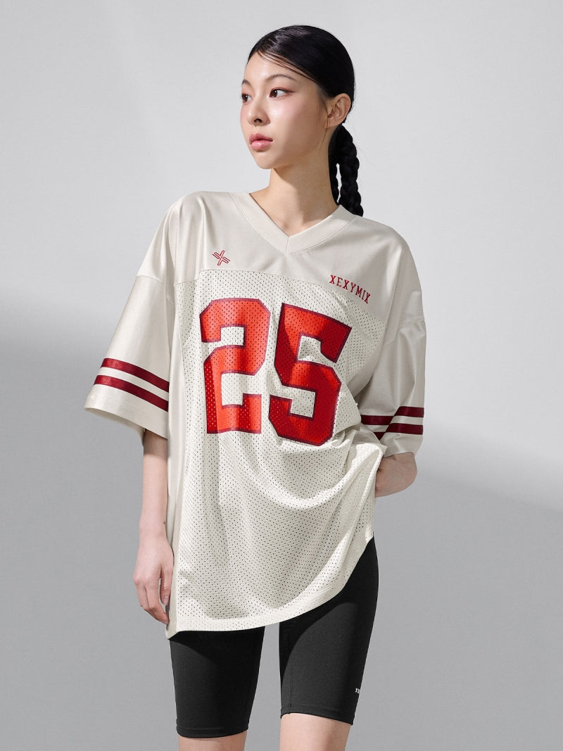 橄欖球風網眼寬鬆短袖上衣｜共3色｜XFK2TS1106
