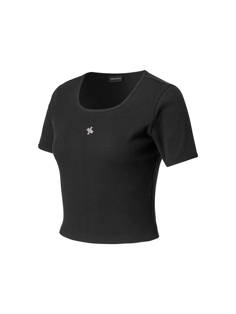 Soft羅紋短版短袖上衣｜共4色｜XFK3TS1103