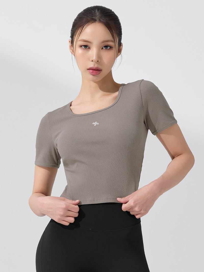 Soft羅紋短版短袖上衣｜共4色｜XFK3TS1103