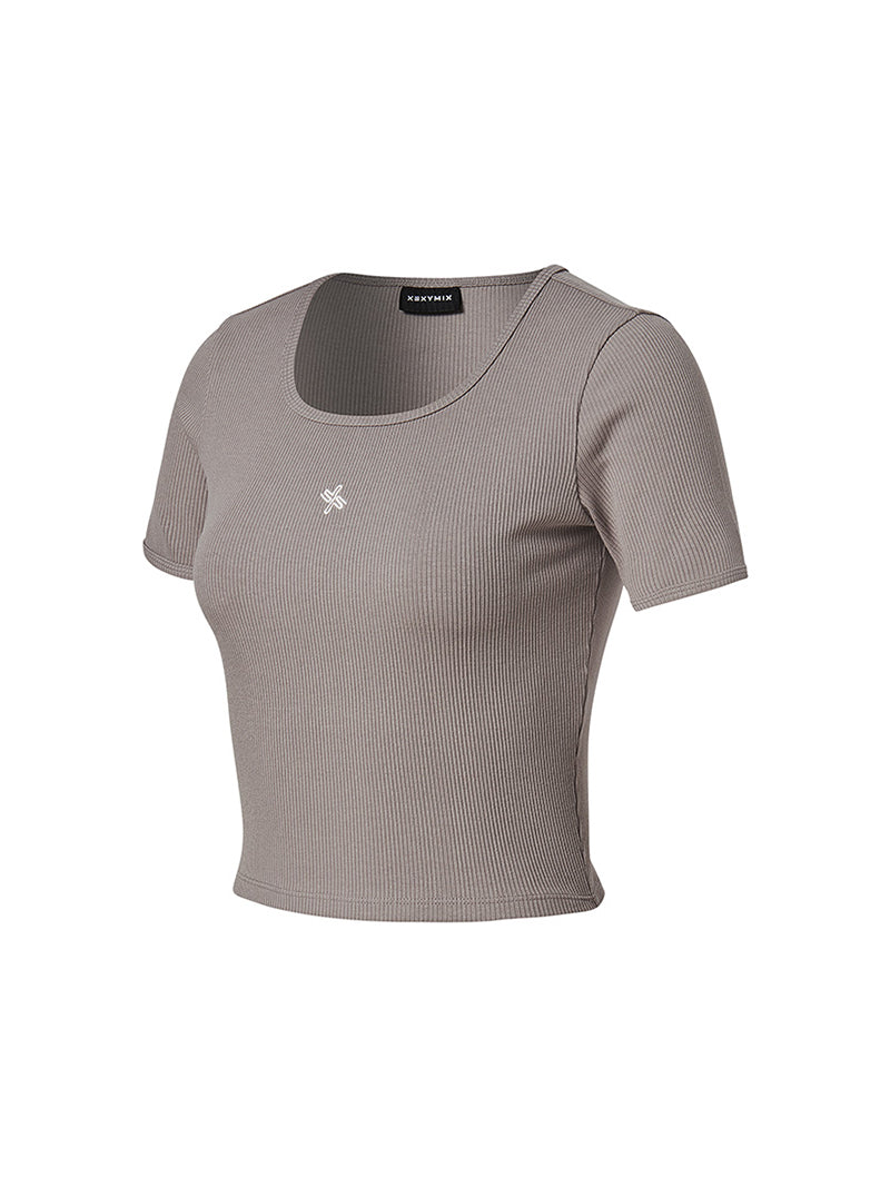 Soft羅紋短版短袖上衣｜共4色｜XFK3TS1103