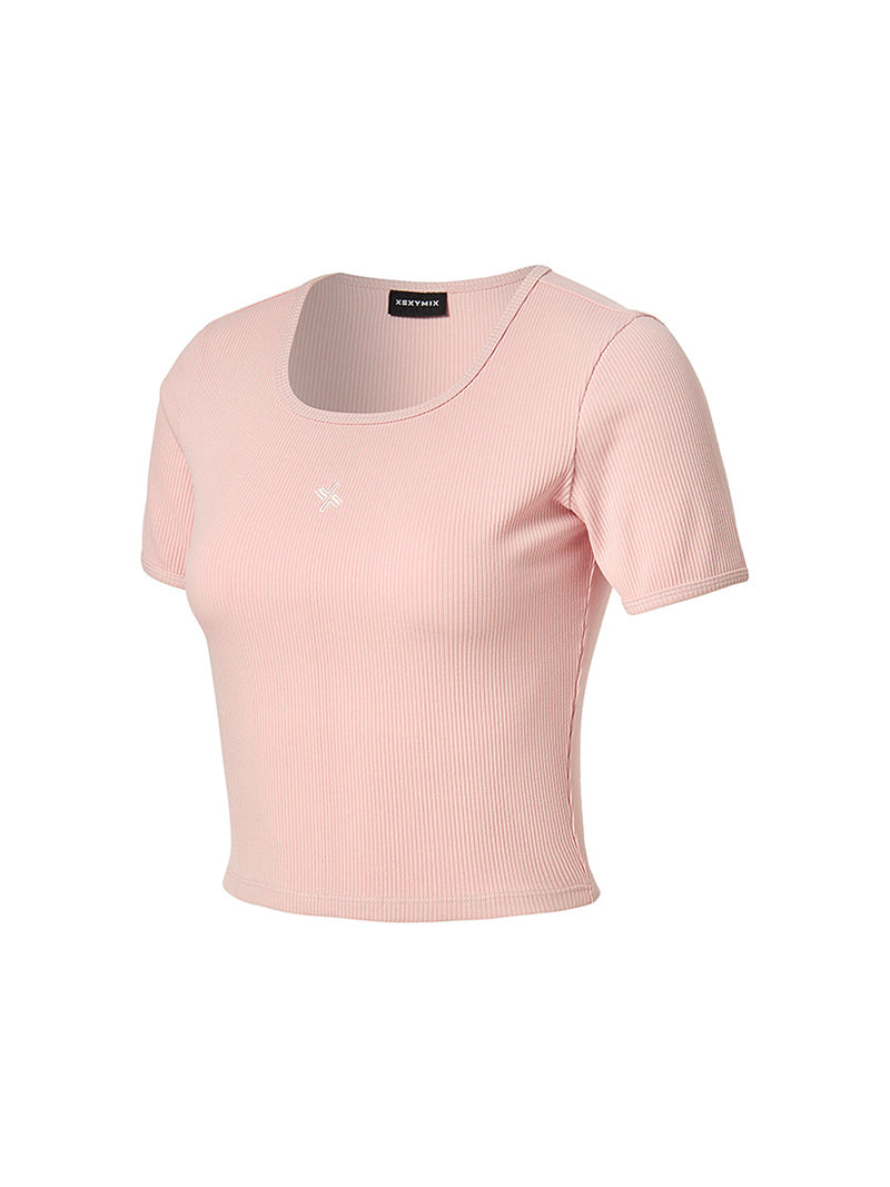 Soft羅紋短版短袖上衣｜共4色｜XFK3TS1103