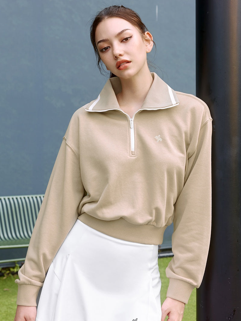 高領半拉鍊X標誌長袖上衣｜共4色｜XTFHZ01J3