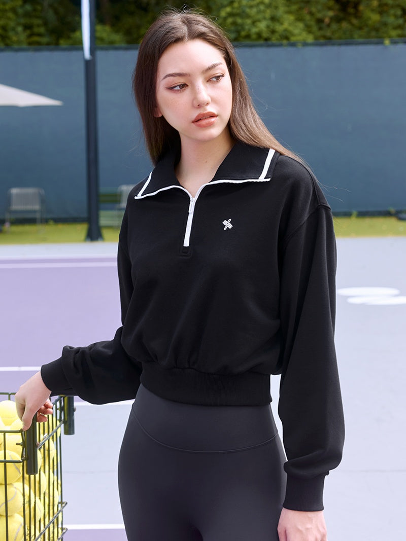 高領半拉鍊X標誌長袖上衣｜共4色｜XTFHZ01J3