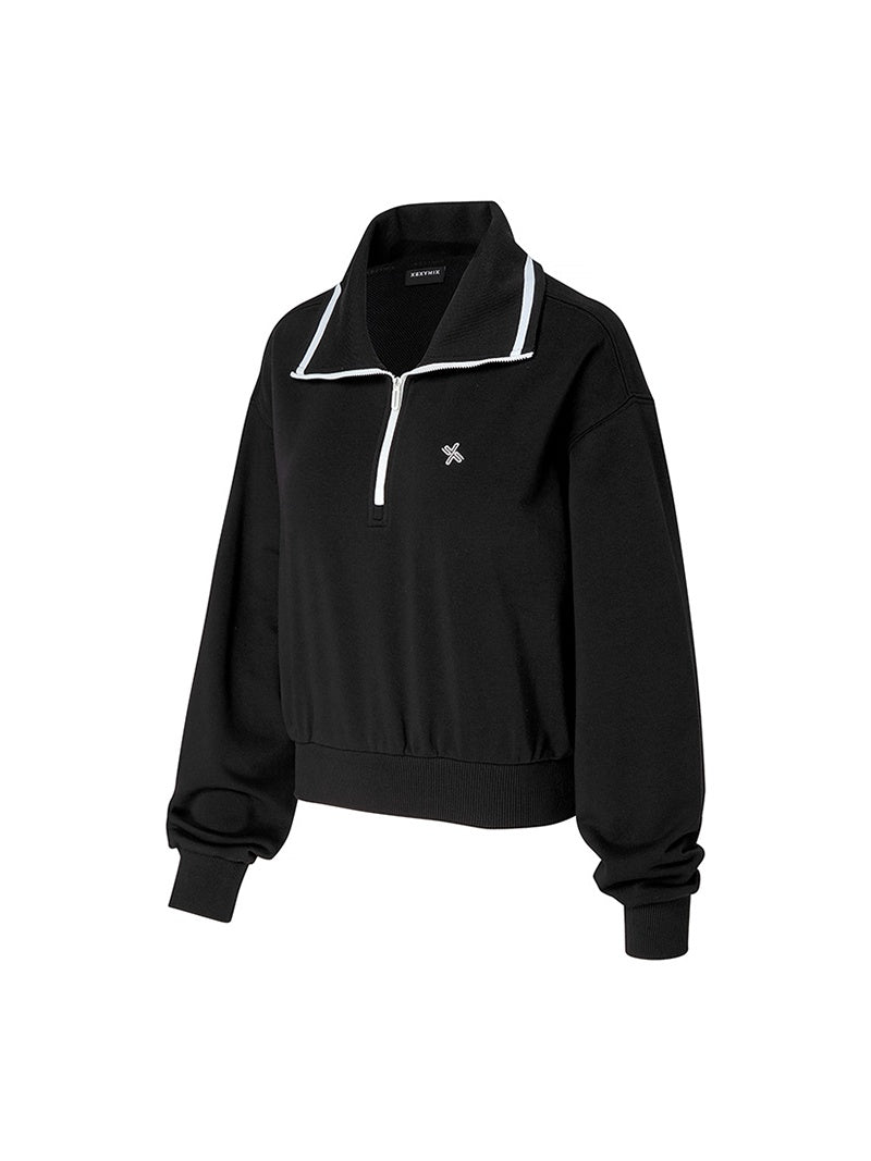 高領半拉鍊X標誌長袖上衣｜共4色｜XTFHZ01J3