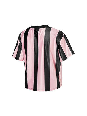 文字標誌拼色條紋短版球衣｜共3色｜XTFST01J3