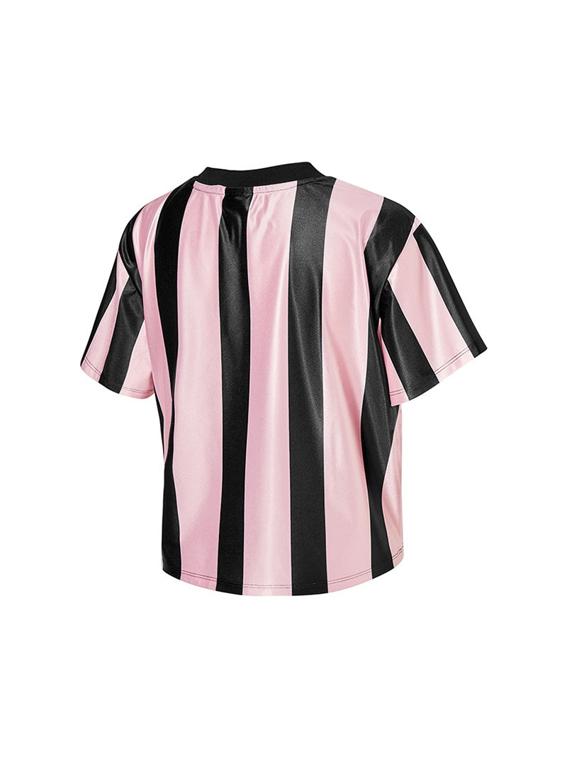 文字標誌拼色條紋短版球衣｜共3色｜XTFST01J3