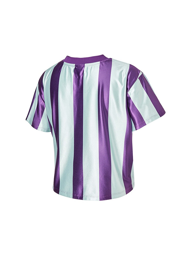 文字標誌拼色條紋短版球衣｜共3色｜XTFST01J3