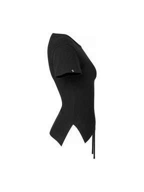 柔軟側開衩拉繩短版短袖上衣｜共4色｜XTFST10J3