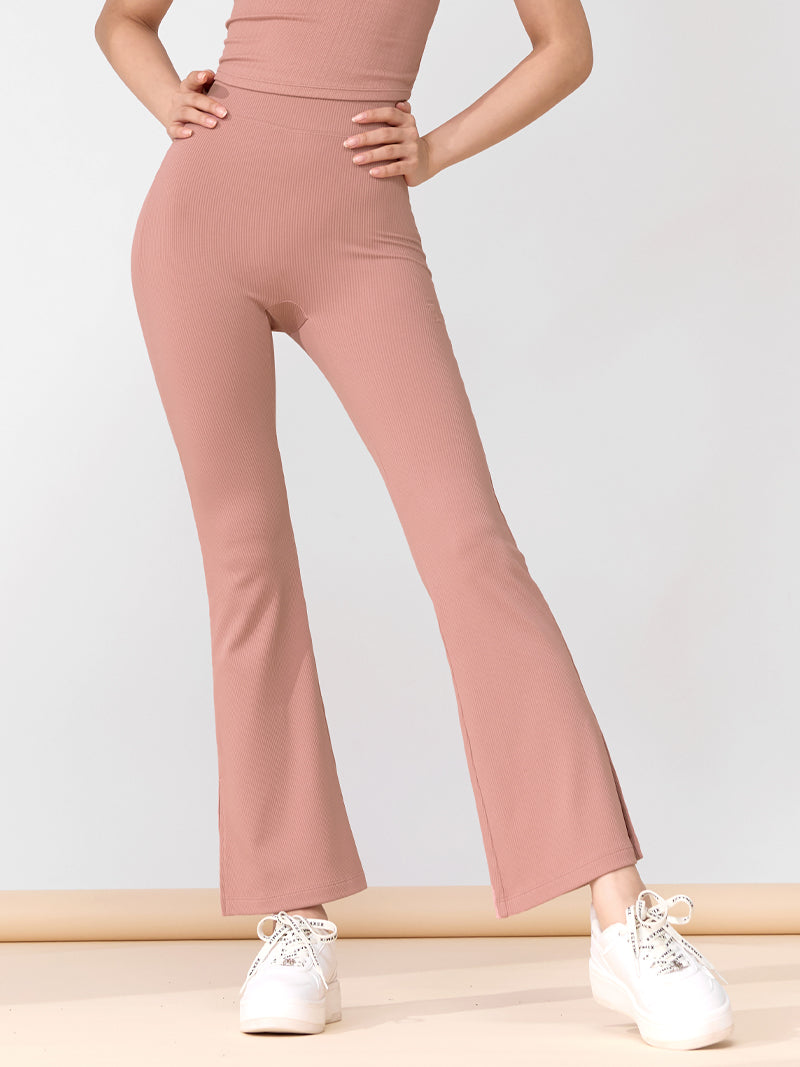 羅紋彈力側開衩靴型喇叭褲｜共6色｜XTFTP02H3