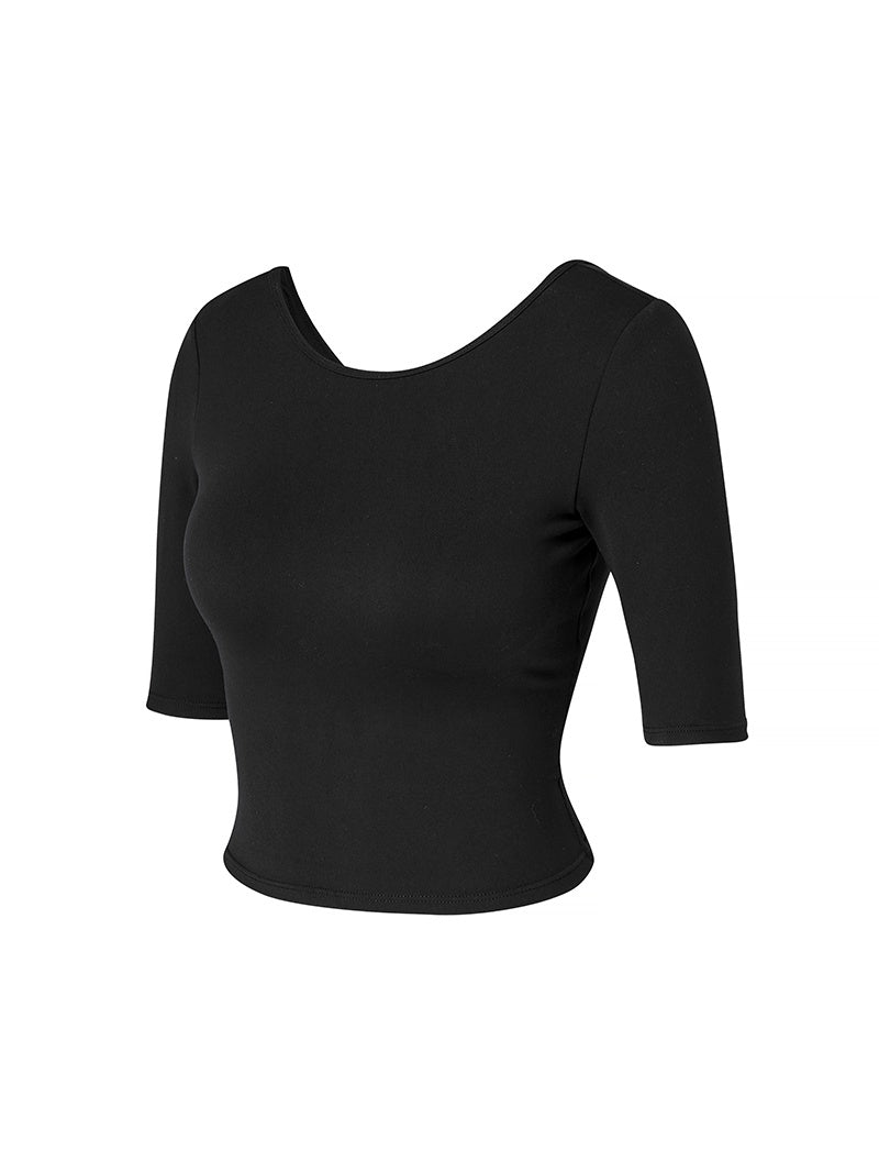 寬領U型美背5分袖上衣【附胸墊】｜共5色｜XWFBR03H2