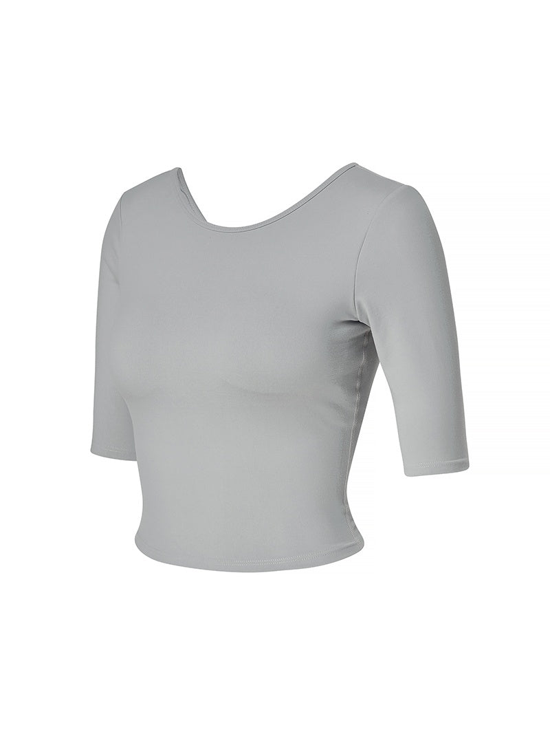 寬領U型美背5分袖上衣【附胸墊】｜共5色｜XWFBR03H2
