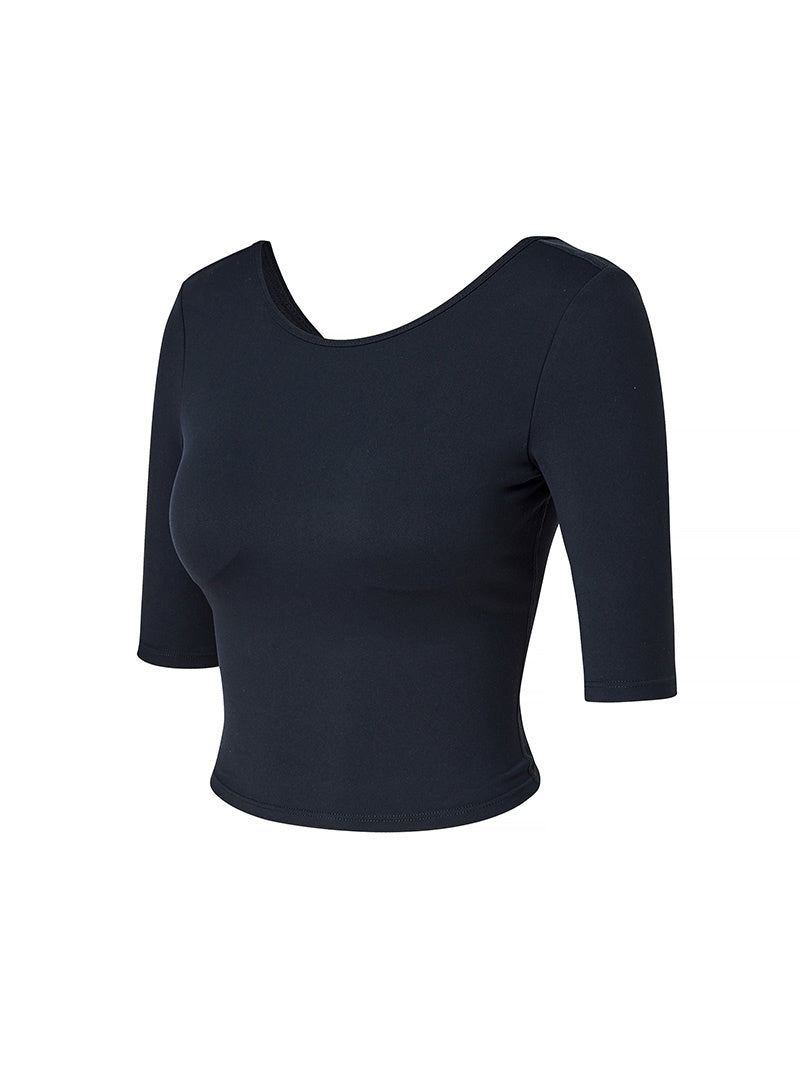 寬領U型美背5分袖上衣【附胸墊】｜共5色｜XWFBR03H2