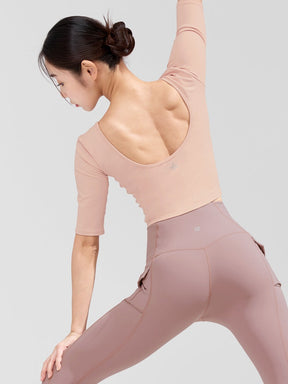 寬領U型美背5分袖上衣【附胸墊】｜共5色｜XWFBR03H2