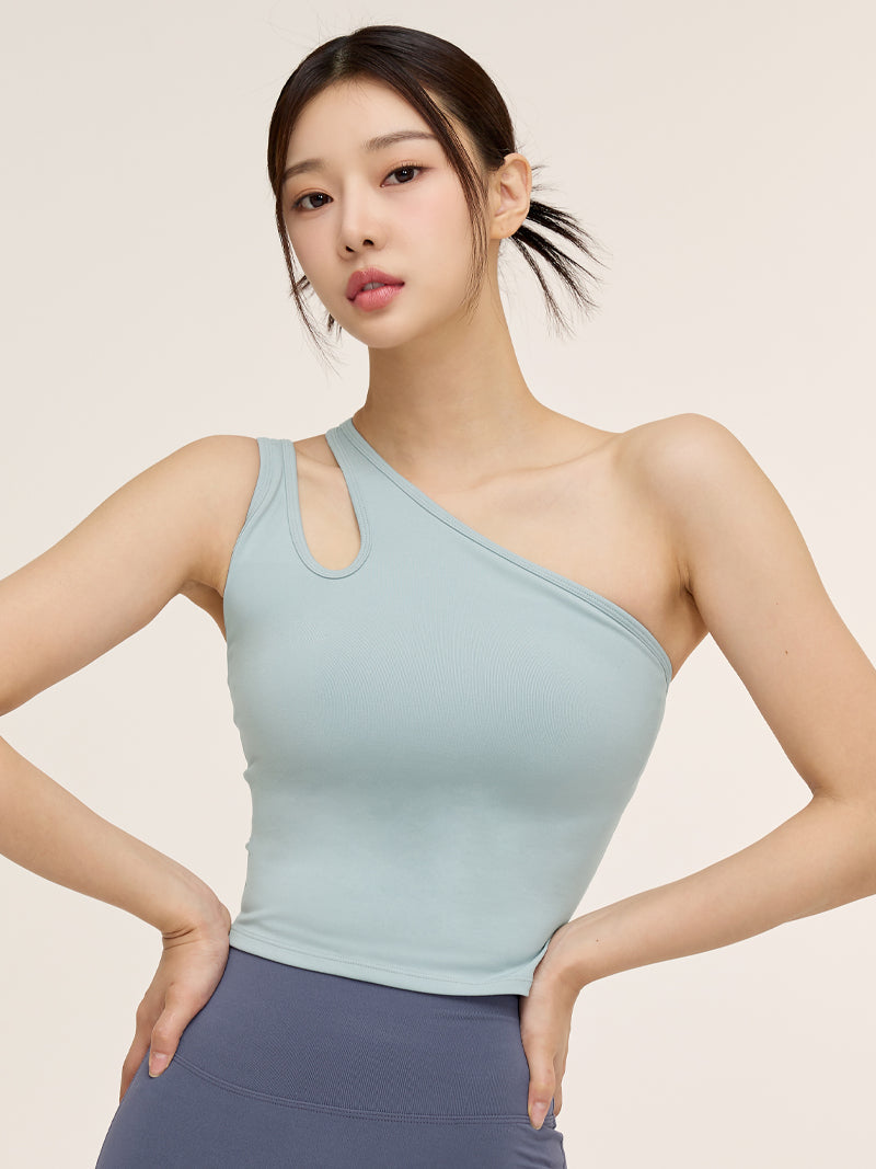 XELLA™ 軟糖凝膠彈力斜肩鏤空背心上衣｜共4色｜XWFBR08H3