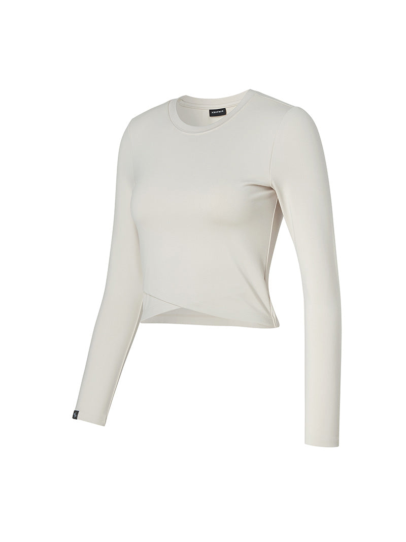 柔軟交疊設計短版長袖上衣｜共5色｜XWFLT03H3