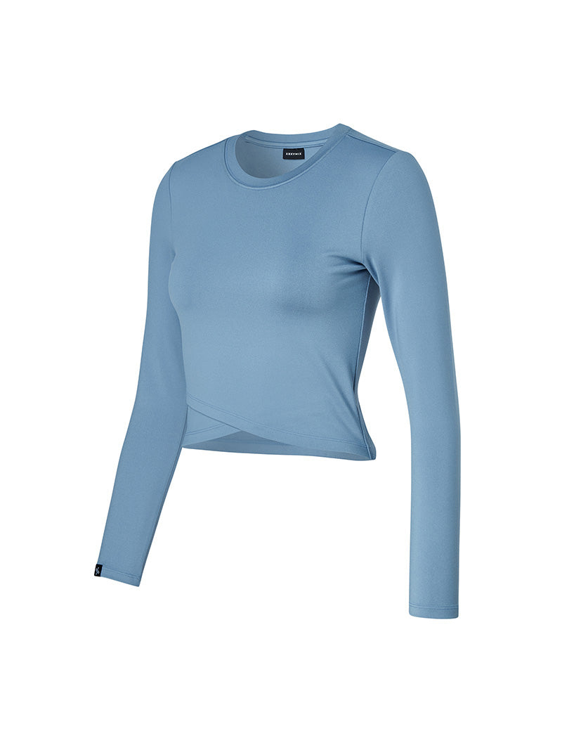 柔軟交疊設計短版長袖上衣｜共5色｜XWFLT03H3