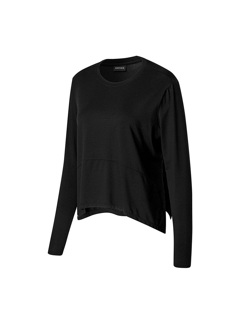 柔軟側開衩綁帶兩穿長袖套指上衣｜共4色｜XWFLT08J3