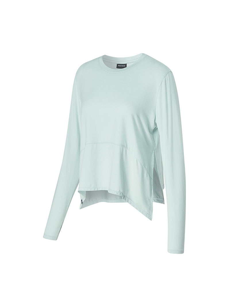 柔軟側開衩綁帶兩穿長袖套指上衣｜共4色｜XWFLT08J3