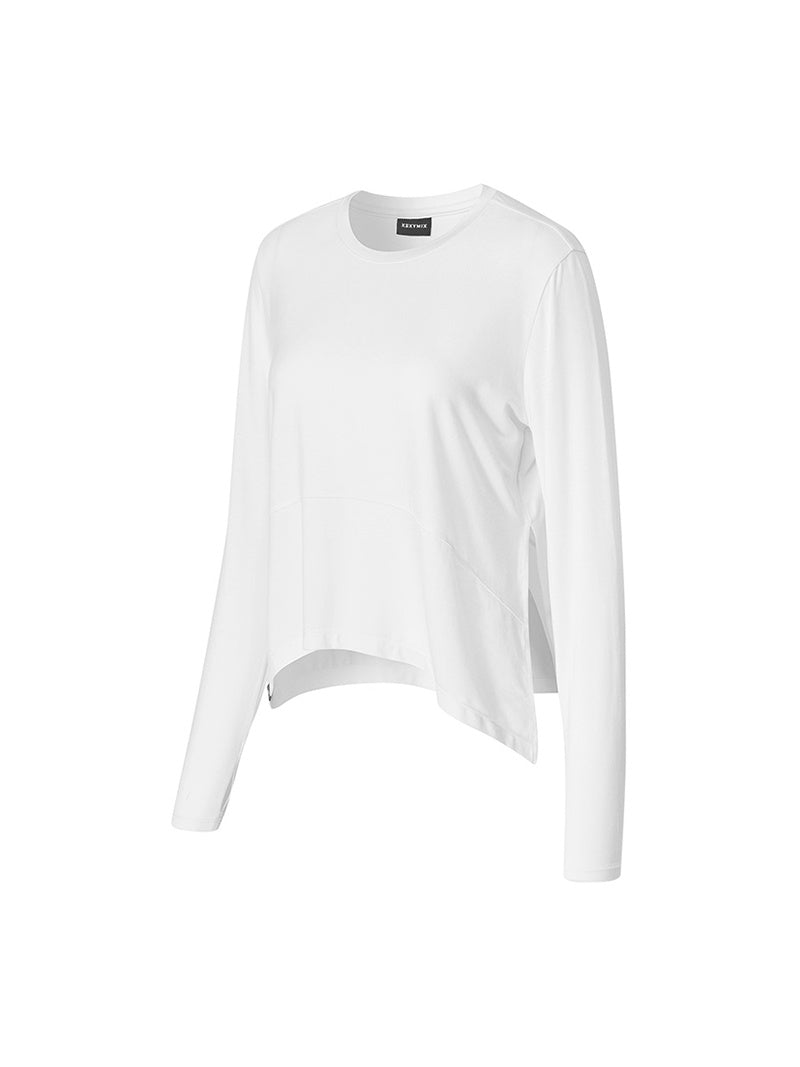 柔軟側開衩綁帶兩穿長袖套指上衣｜共4色｜XWFLT08J3