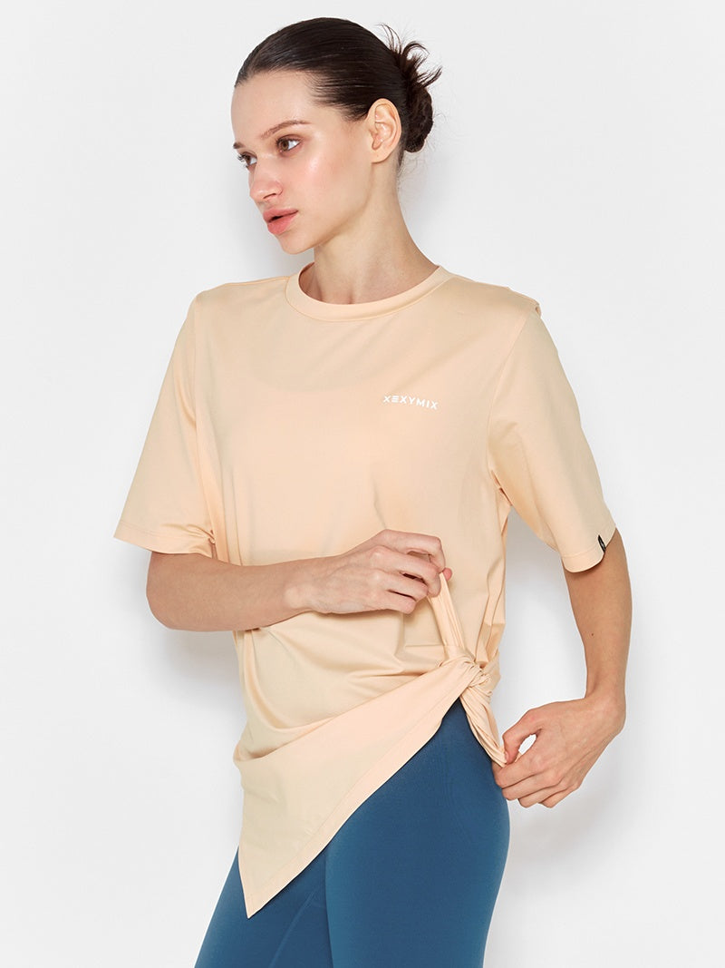 酷涼輕盈 Over-fit 開衩綁結短袖上衣｜共6色｜XWFST01J2