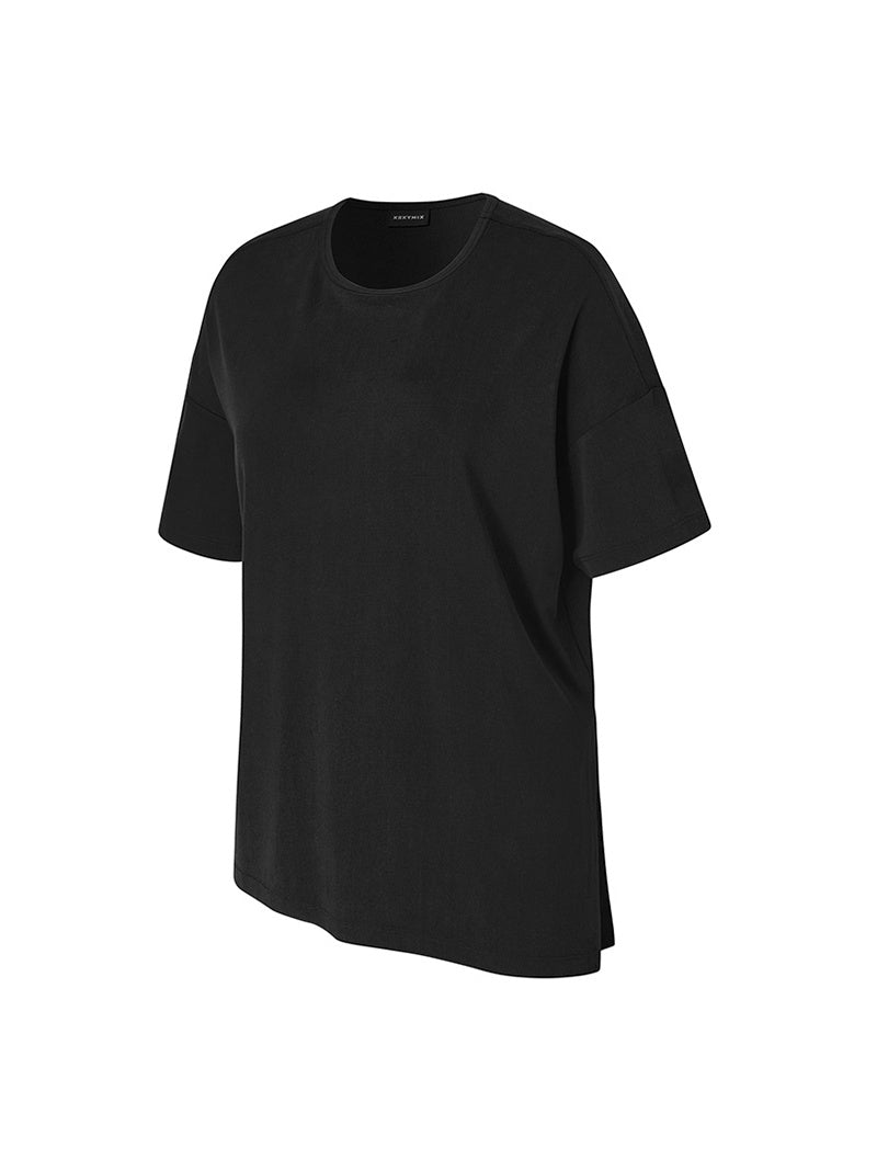 柔滑不對稱開衩設計兩穿短袖上衣｜共4色｜XWFST02J3