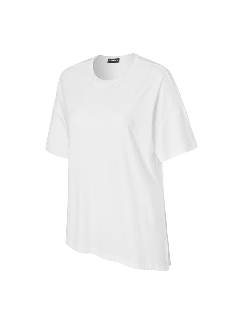 柔滑不對稱開衩設計兩穿短袖上衣｜共4色｜XWFST02J3