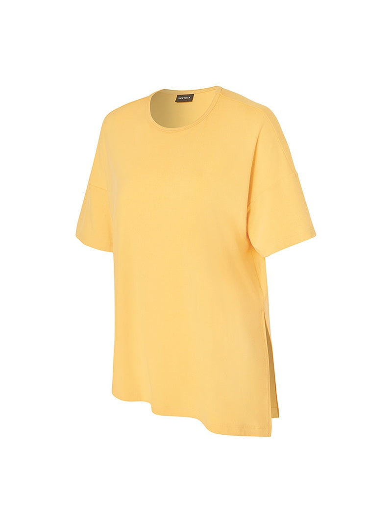 柔滑不對稱開衩設計兩穿短袖上衣｜共4色｜XWFST02J3