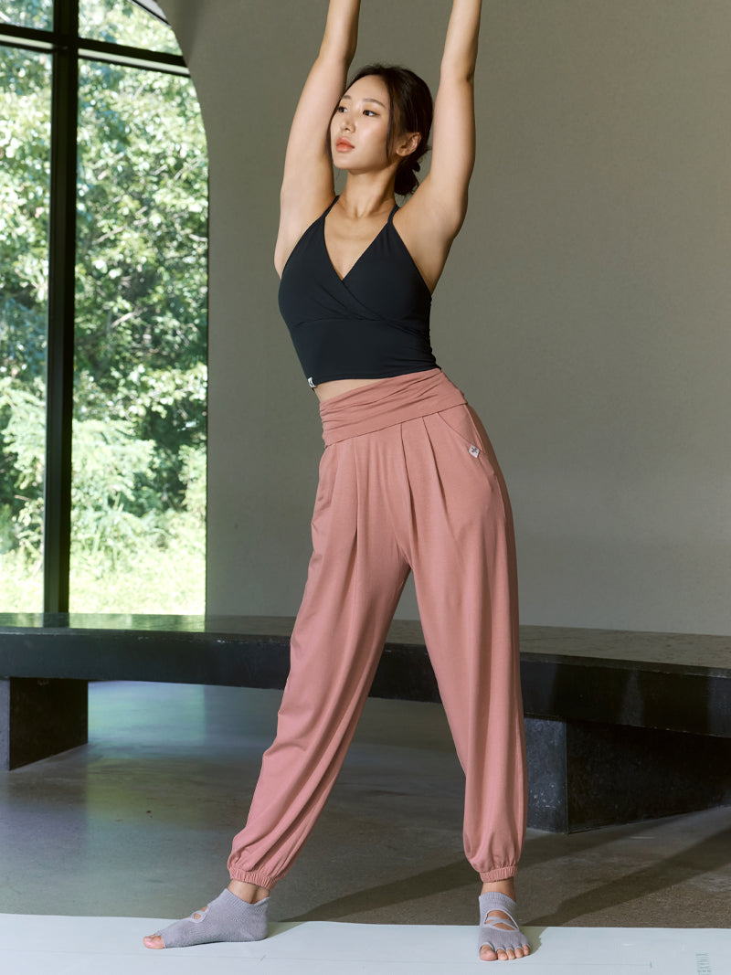 高腰褶線哈倫慢跑束口褲｜共4色｜XWFTP06H3